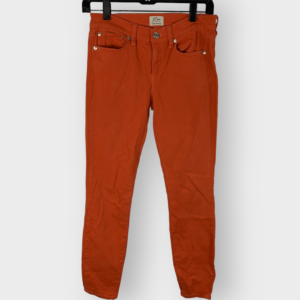 J.Crew Toothpick Jeans Orange Skinny Stretch Cotton Colorful Bright Size 26